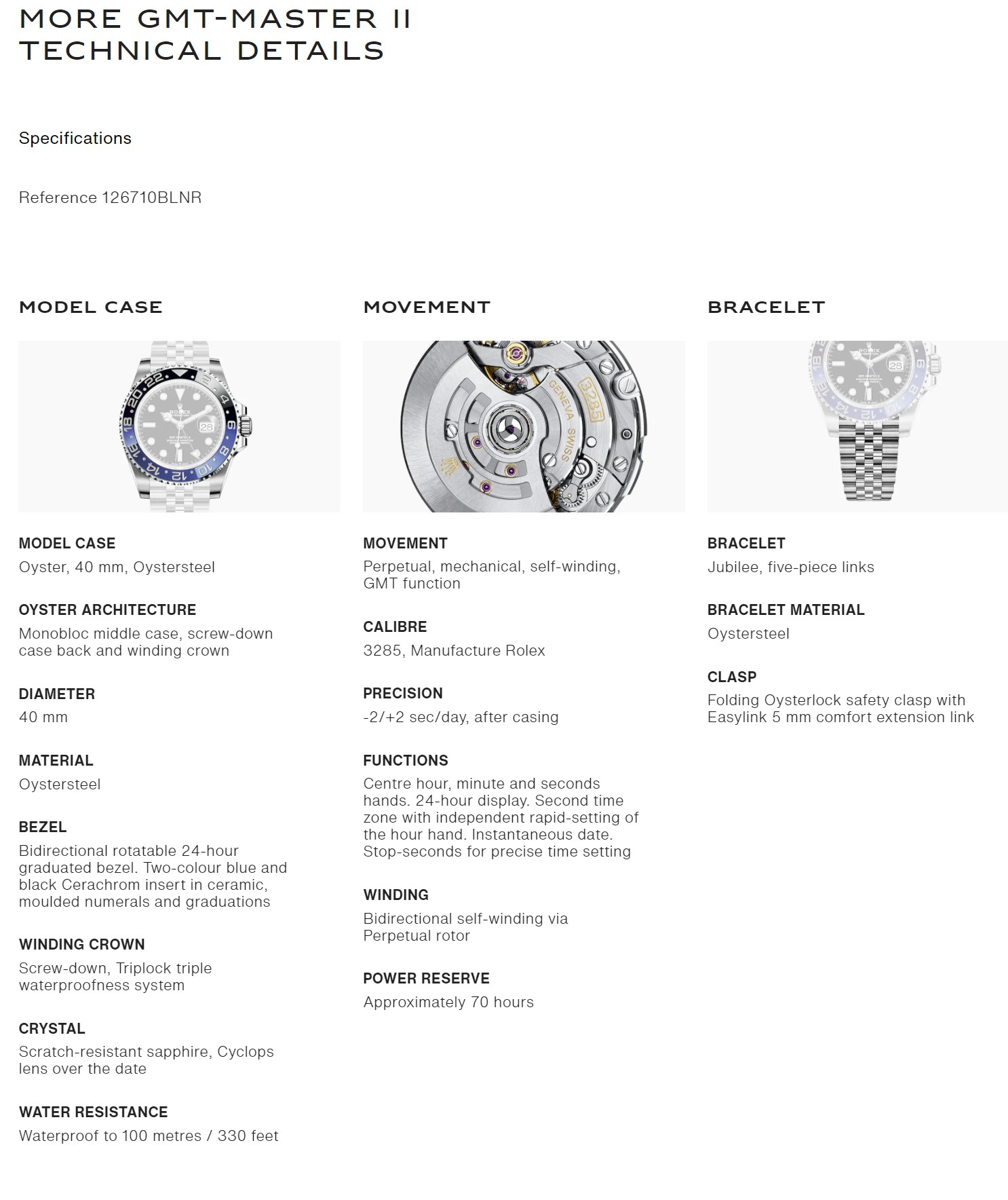 Rolex GMT Master II Batman Jubilee - 126710BLNR