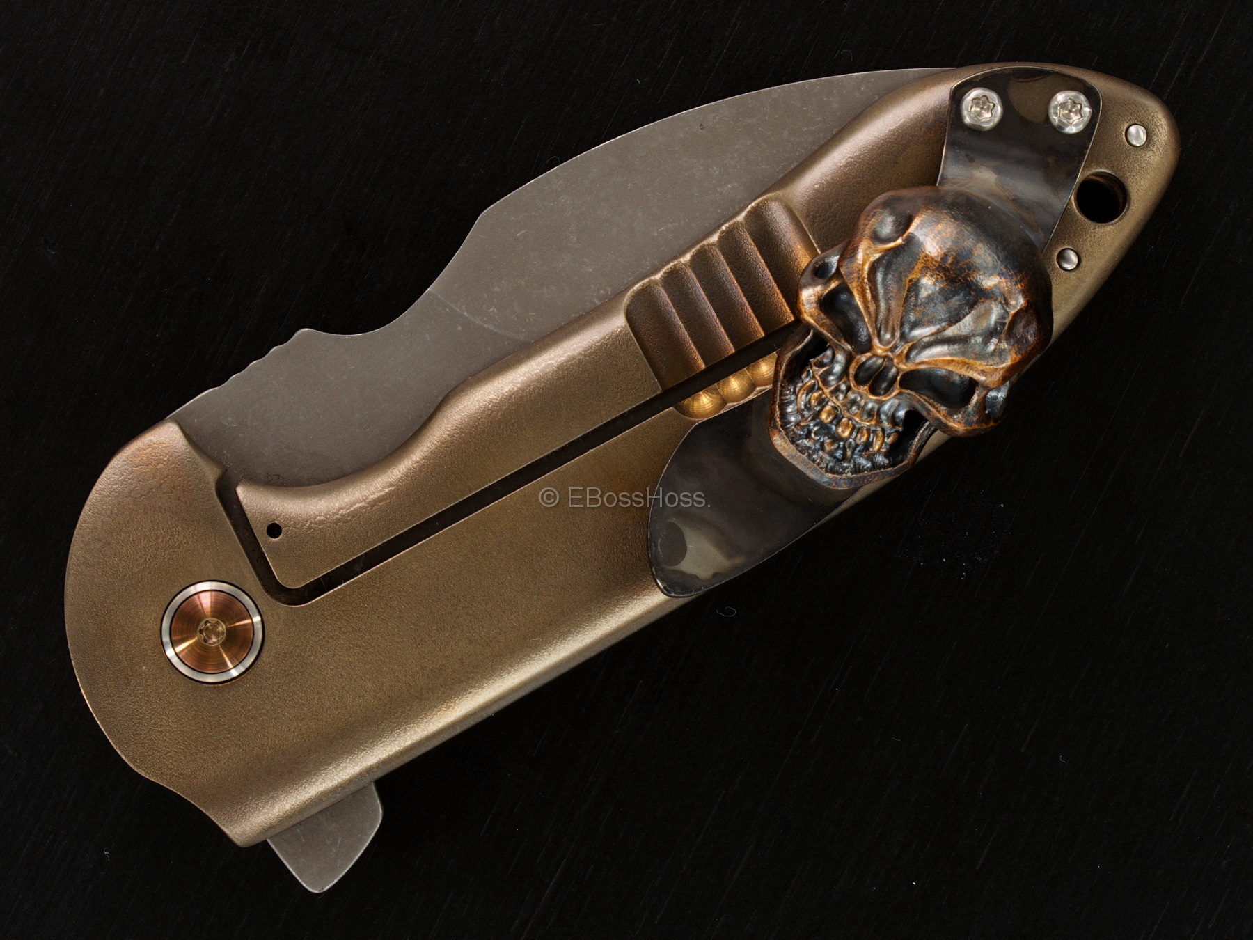 Michael Burch Custom Genesis Framelock Flipper - Steel Flame XXL Clip