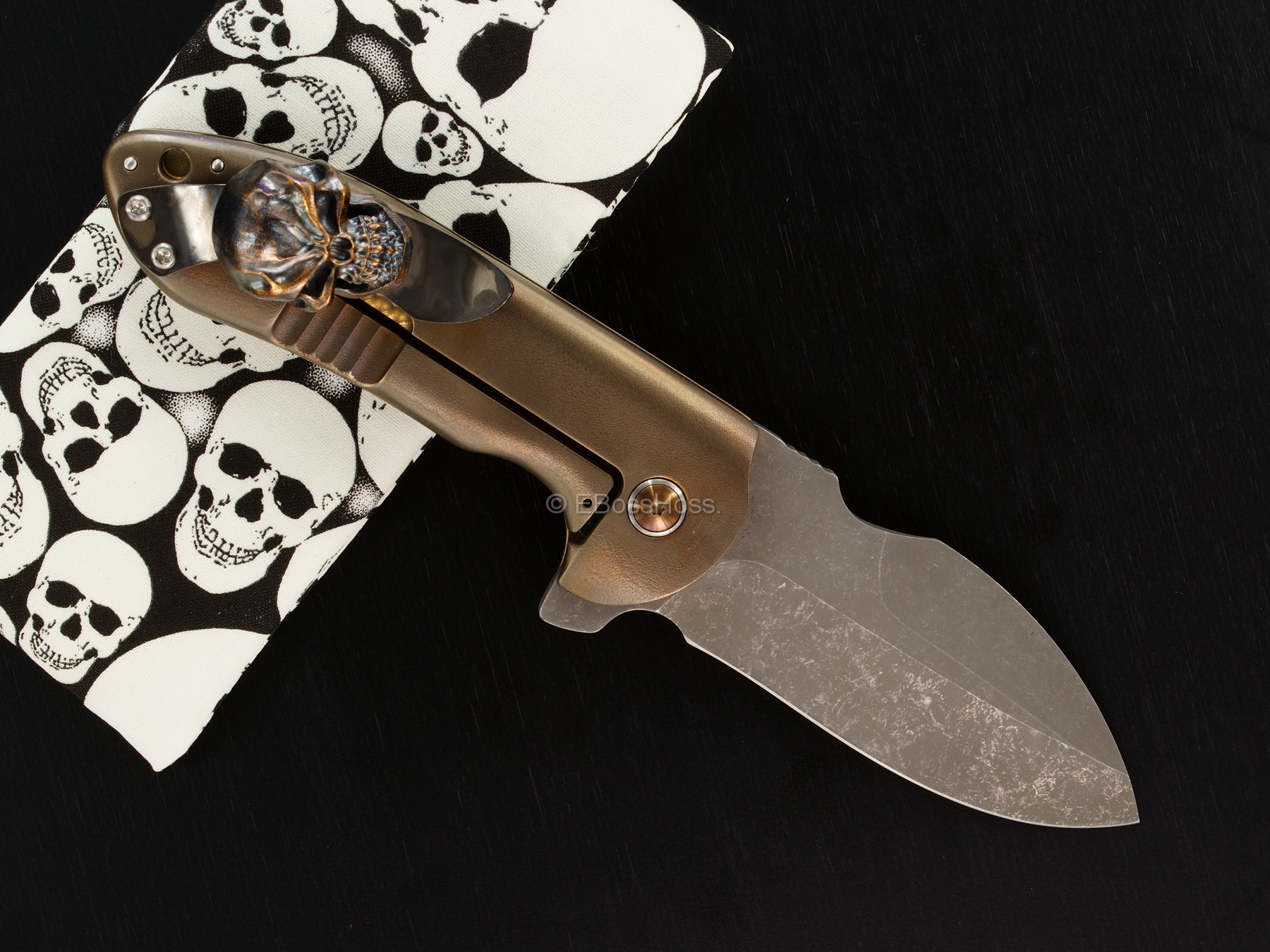 Michael Burch Custom Genesis Framelock Flipper - Steel Flame XXL Clip