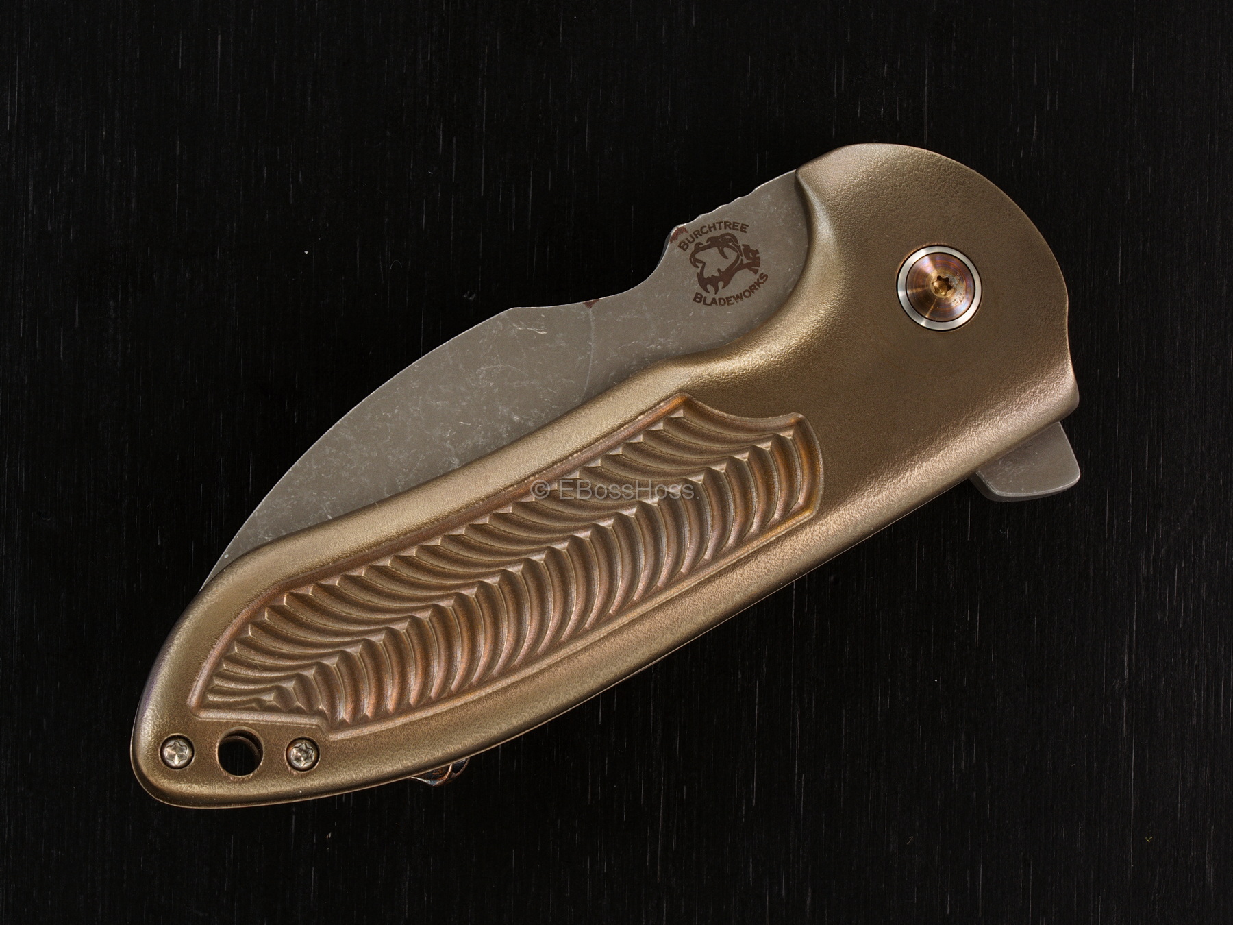 Michael Burch Custom Genesis Framelock Flipper - Steel Flame XXL Clip