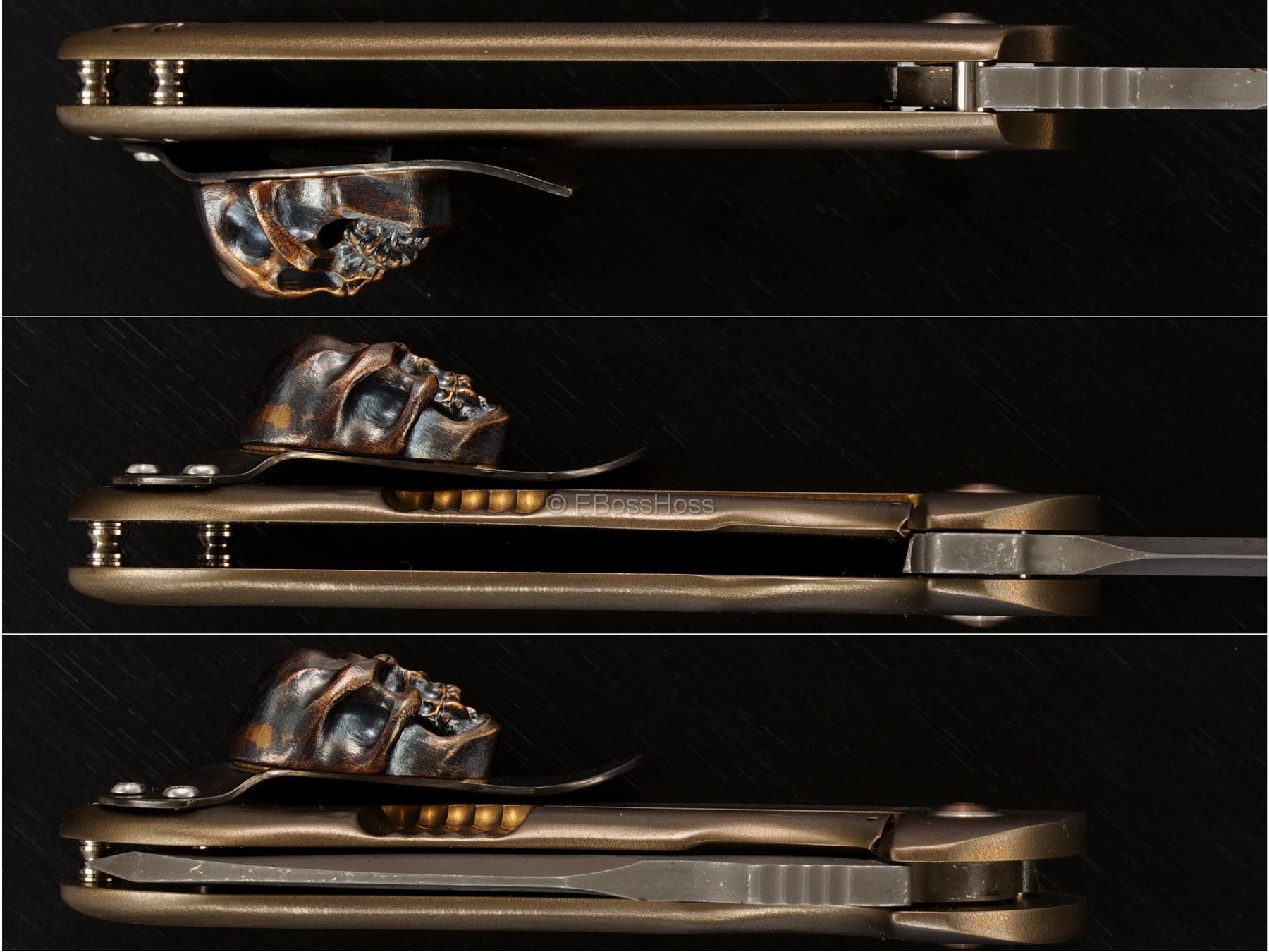 Michael Burch Custom Genesis Framelock Flipper - Steel Flame XXL Clip