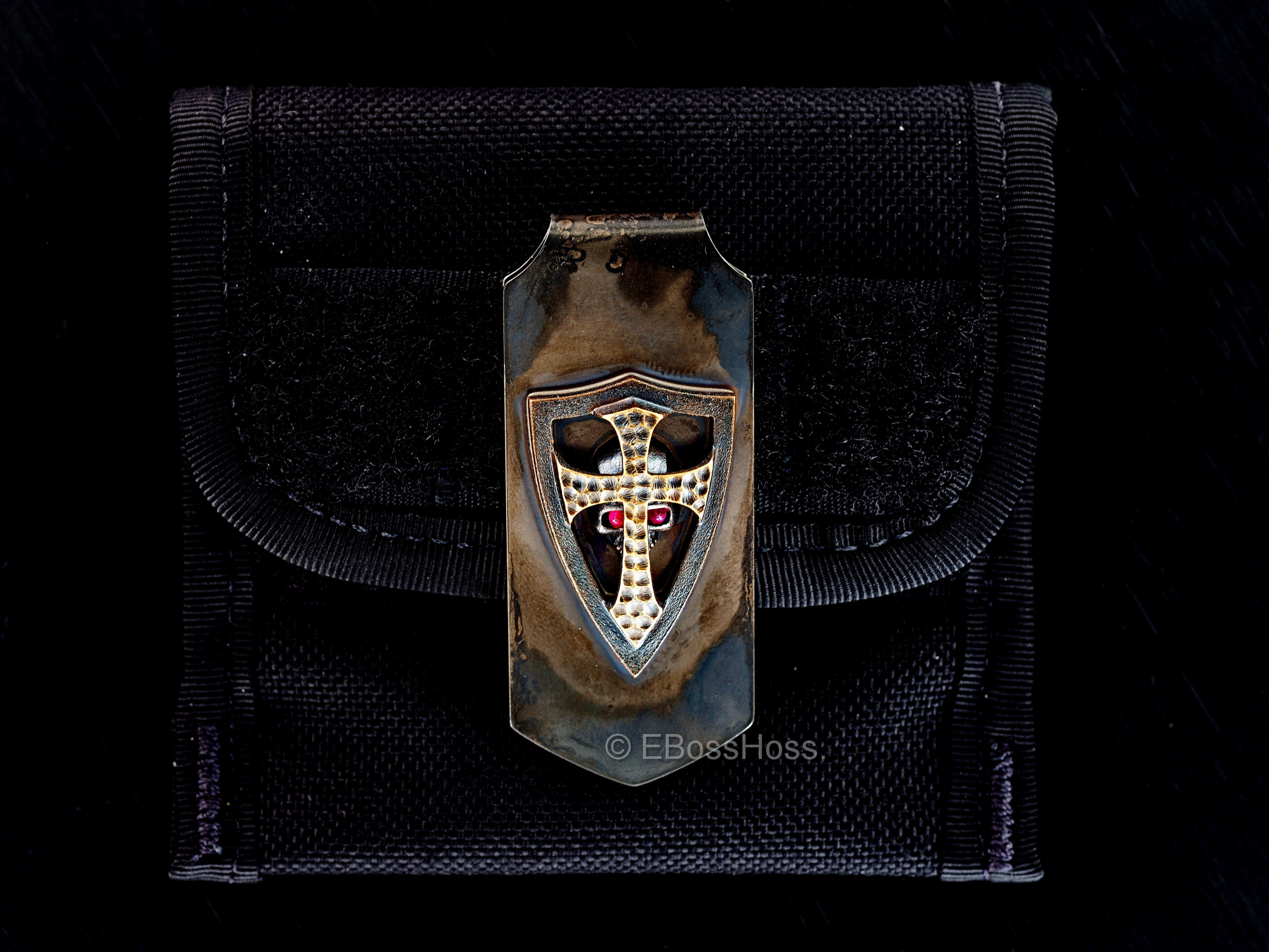 Steel Flame Vigilant Warrior Skull - Crusader Cross Money Clip