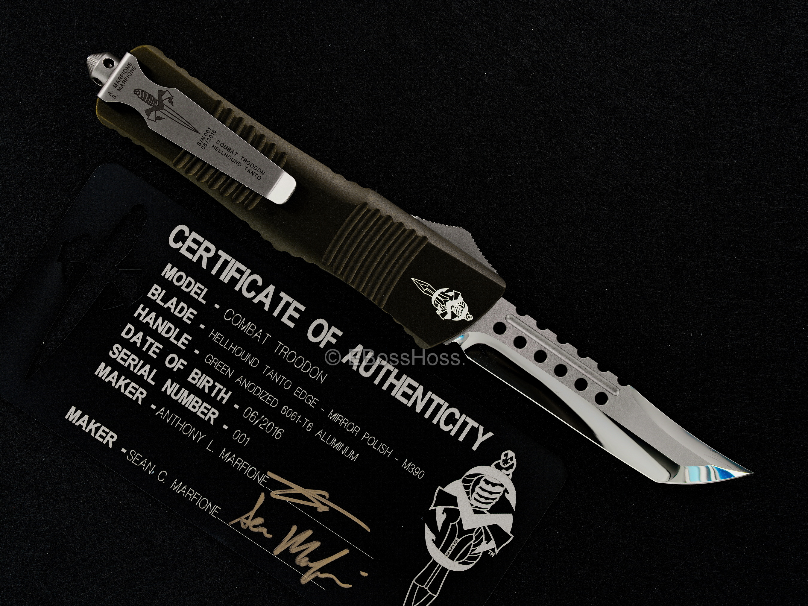 Marfione Custom Combat Troodon - Hellhound- Tanto-grind #001