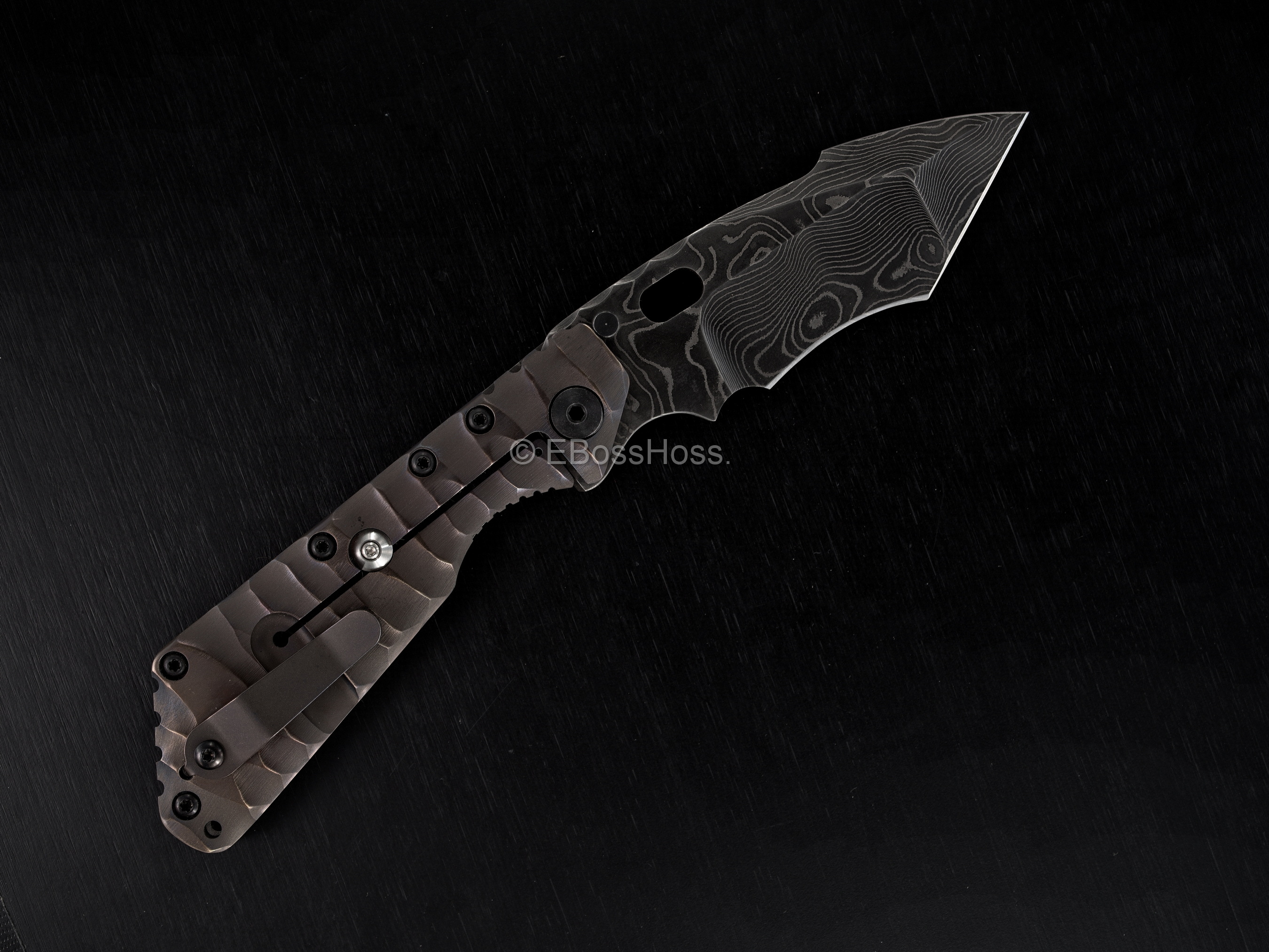 Mick Strider Custom (MSC) Damascus XL Nightmare Sharkfin Recurve Tanto