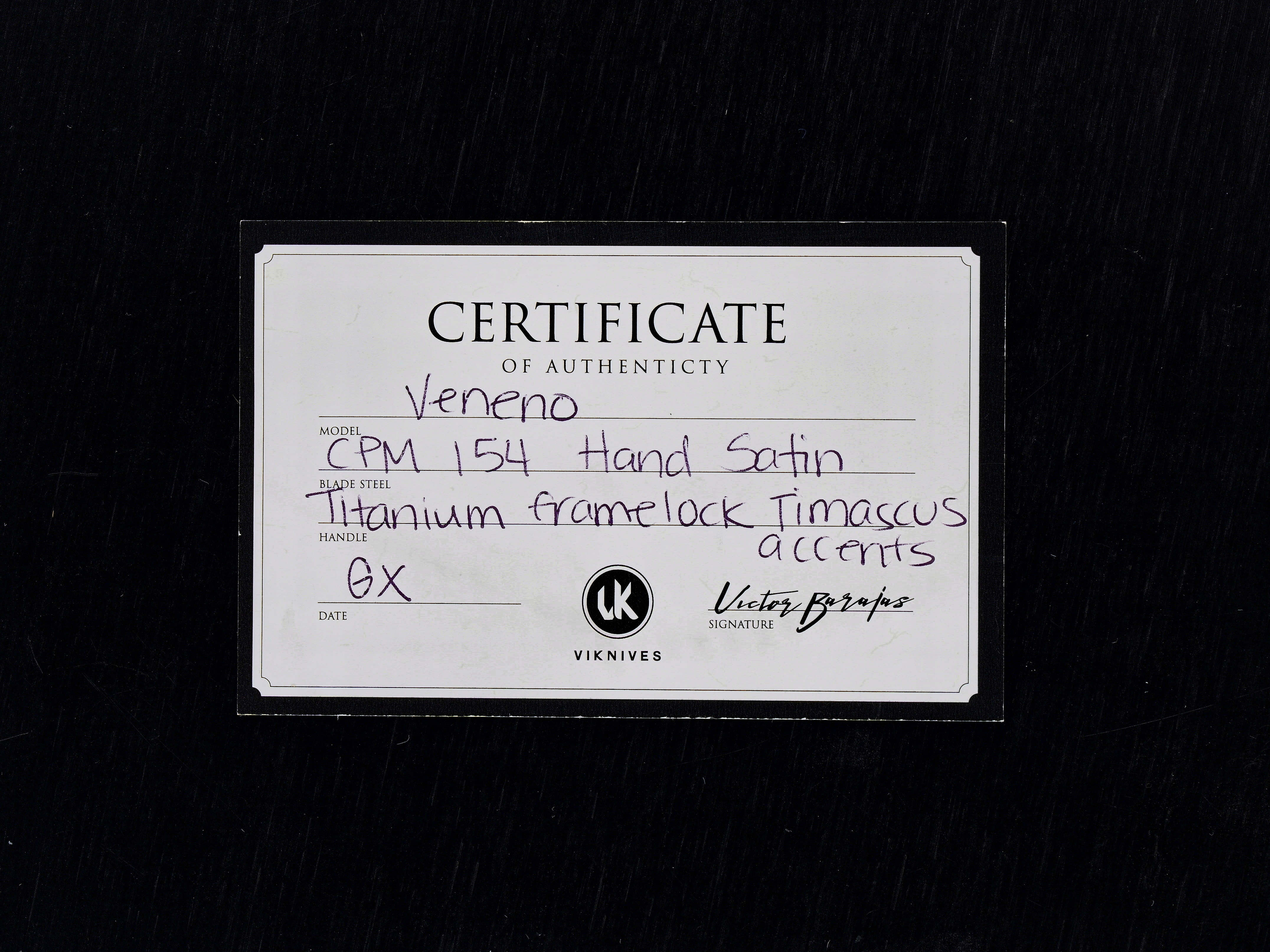 VIKnives by Victor Barajas Custom Veneno Framelock Flipper