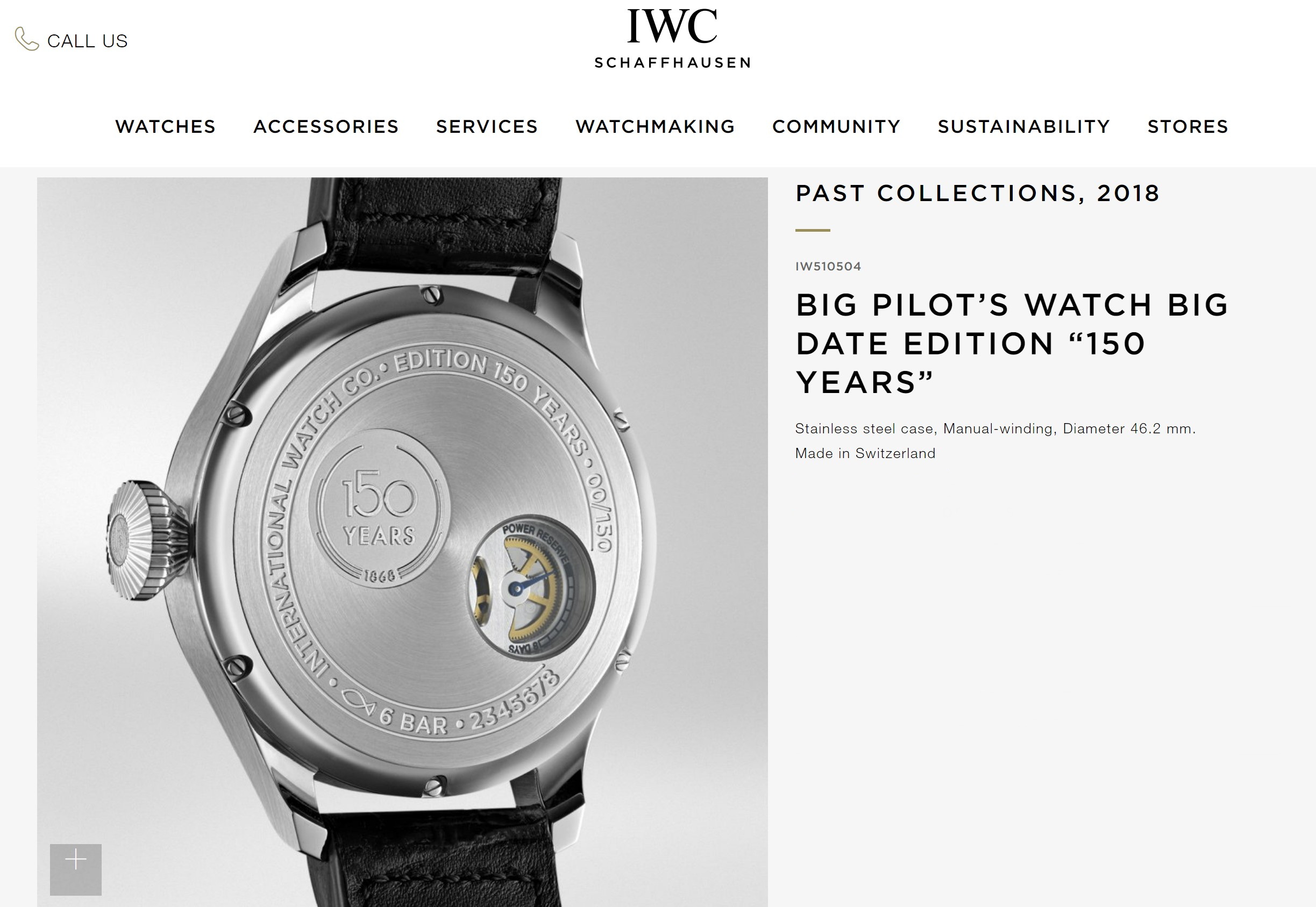 IWC Big Pilot's Big Date ''150 Years'' Ltd Ed - Model No IW510504