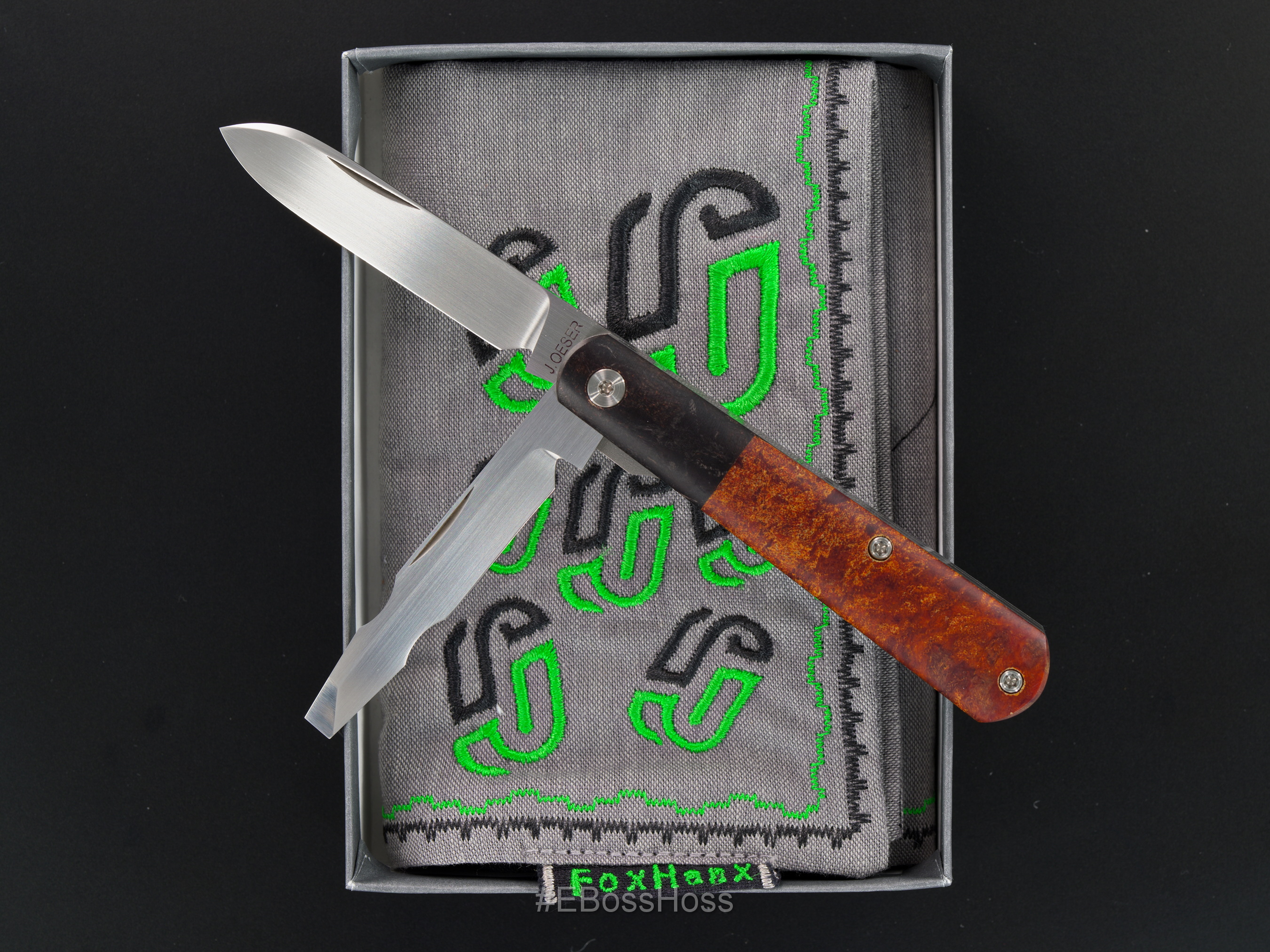 Jared Oeser Custom Electrikian 2-Blade Linerlock Slipjoint