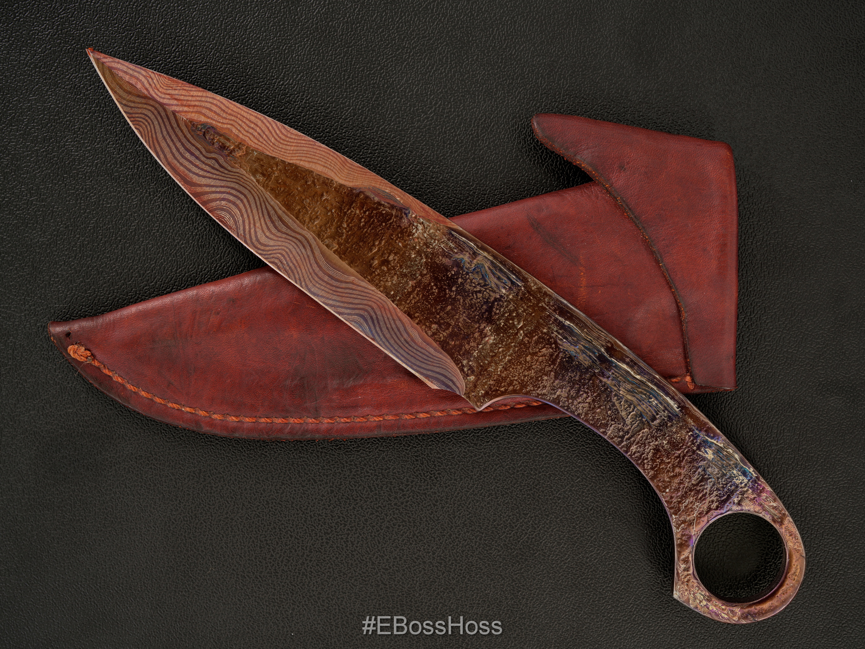 Marisa Strider Custom Cobalt Damascus KVA XL w/MSC Sheath