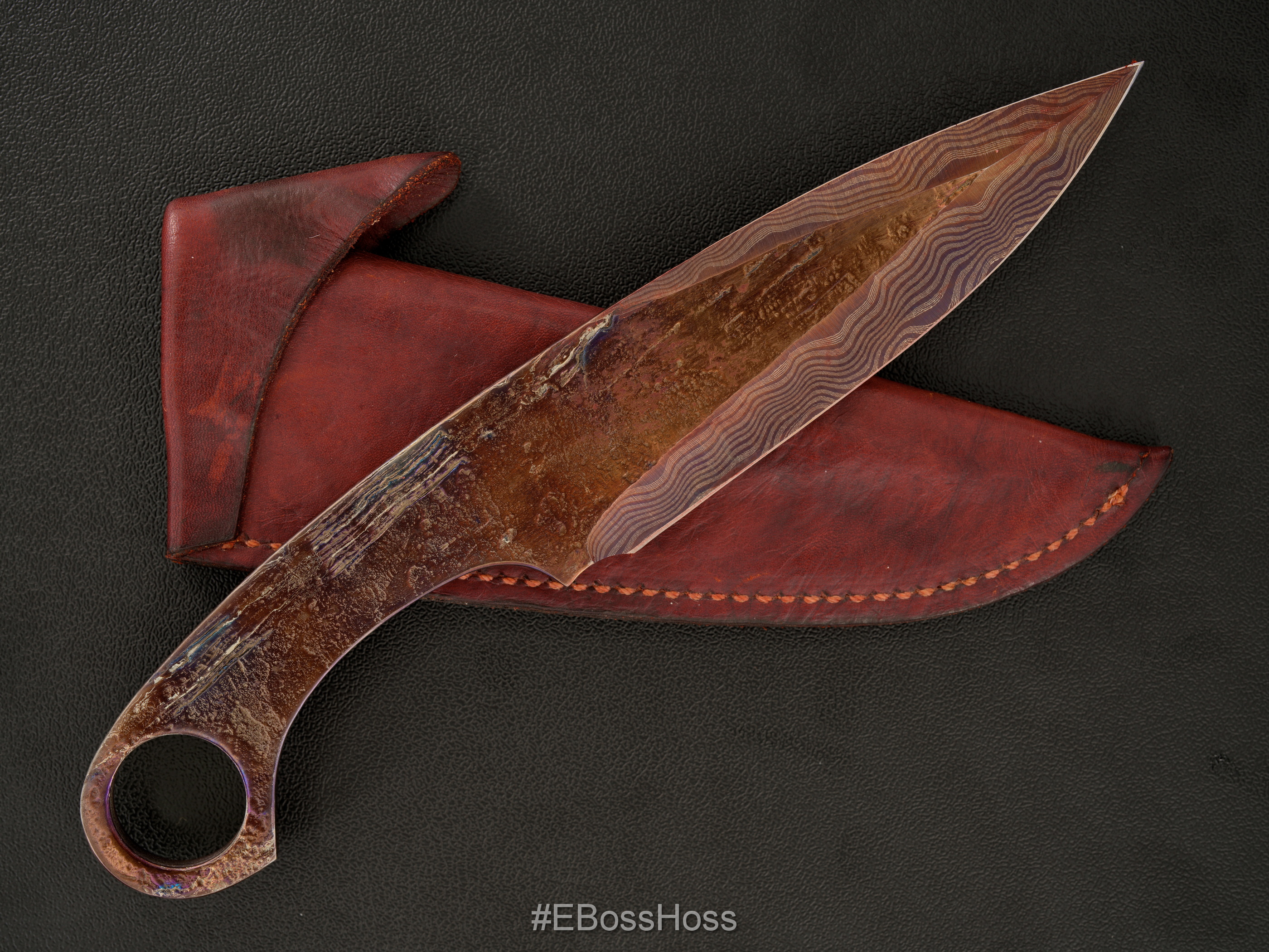 Marisa Strider Custom Cobalt Damascus KVA XL w/MSC Sheath