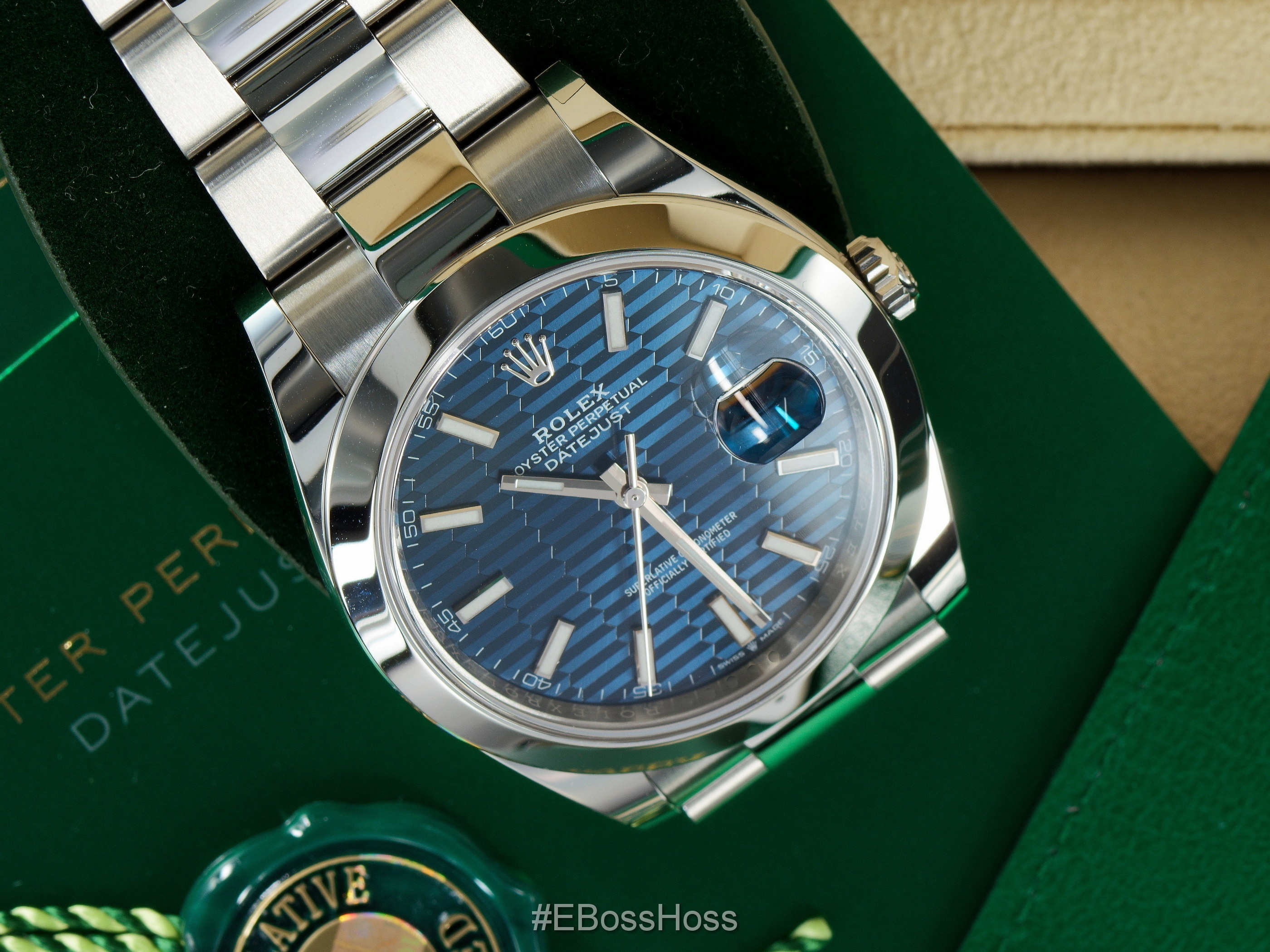 ROLEX Datejust 41 - Bright Blue Fluted-Motif Dial - Ref. M126300