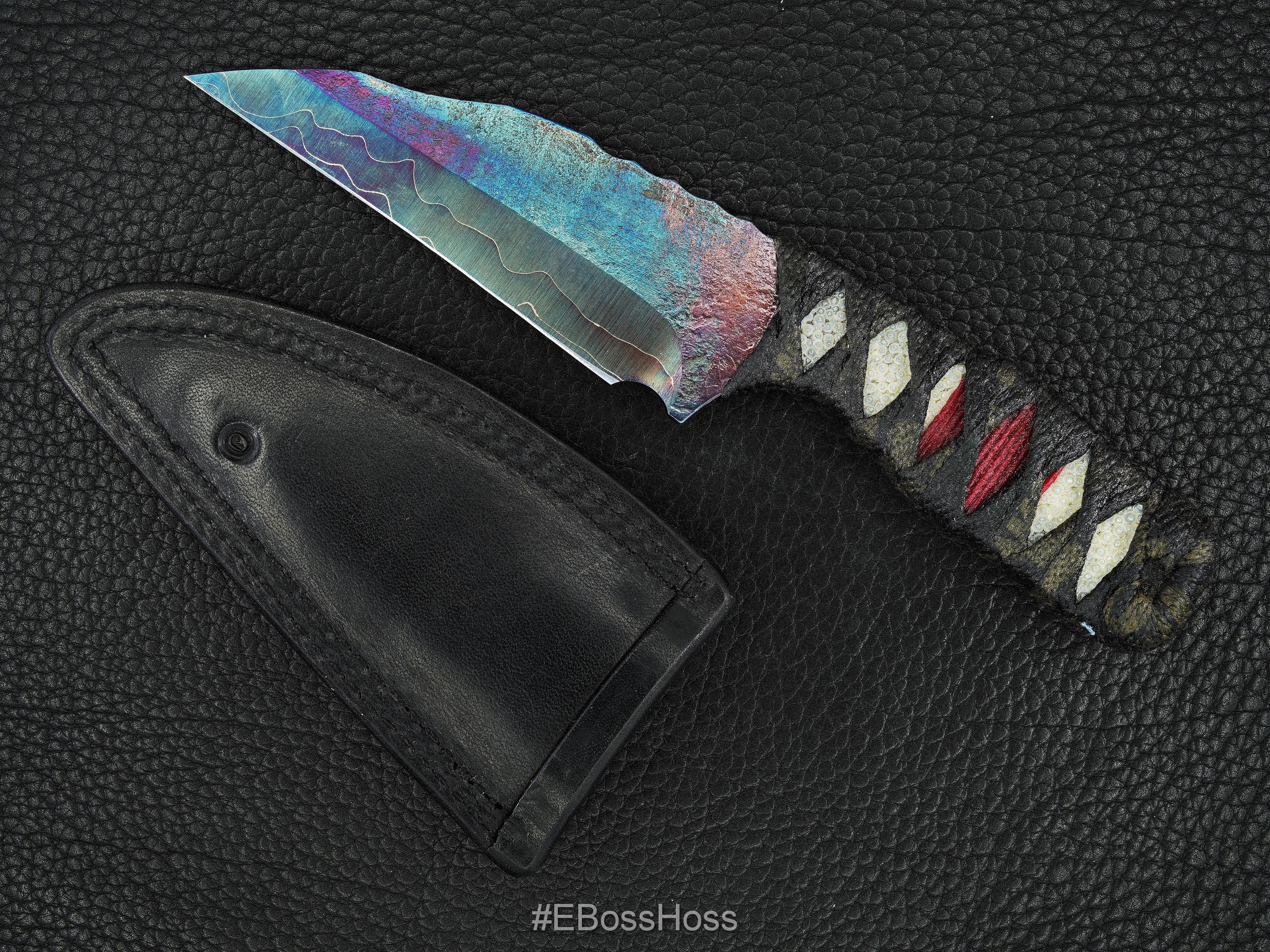 Mick Strider Custom Cobalt-Damascus Fixed Blade Collaboration