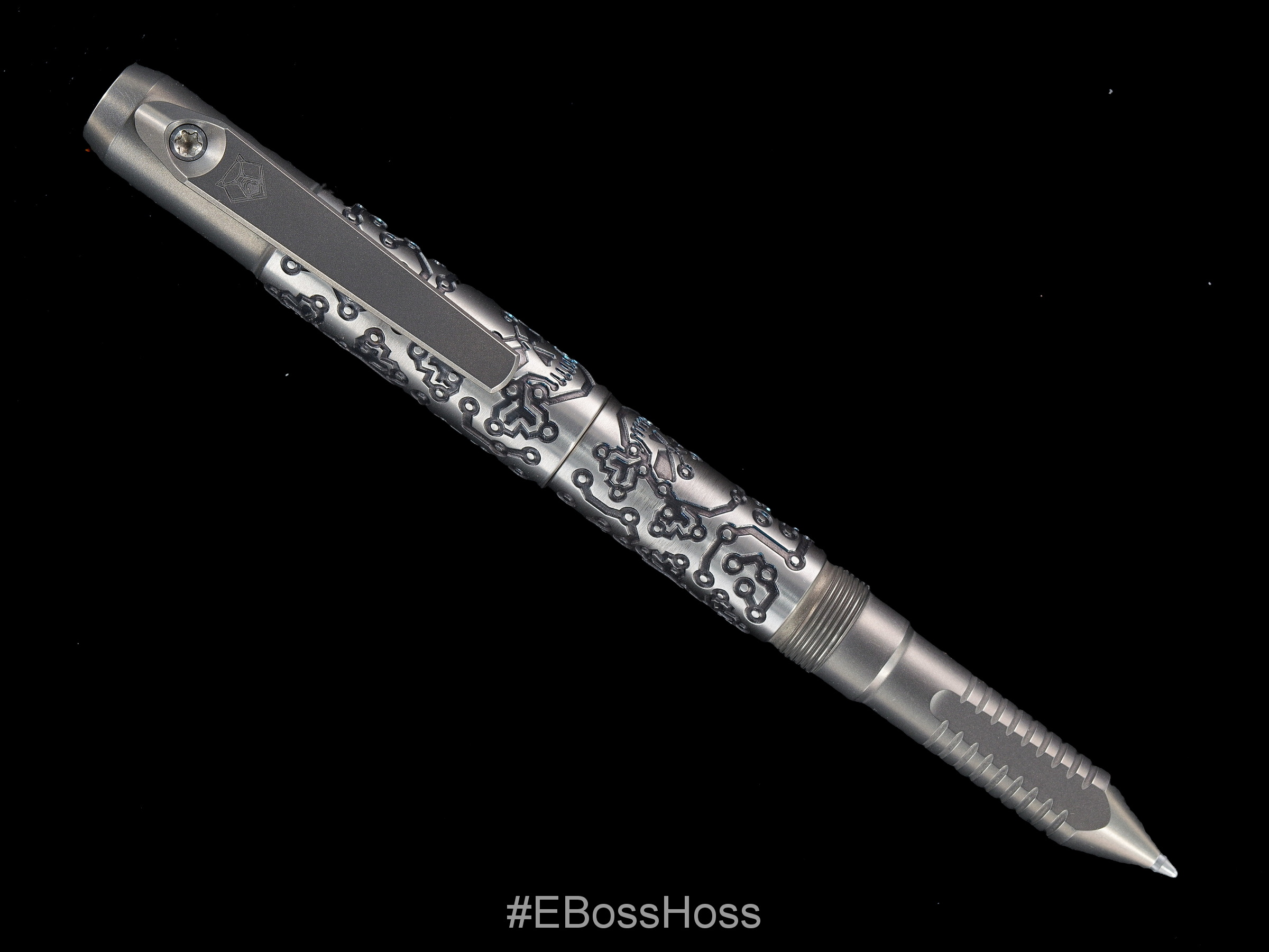Shirogorov Knives "Tech Pirate" Ti2 Design Titanium Tool Pen - Laser Deep Engraved by Mike Bond