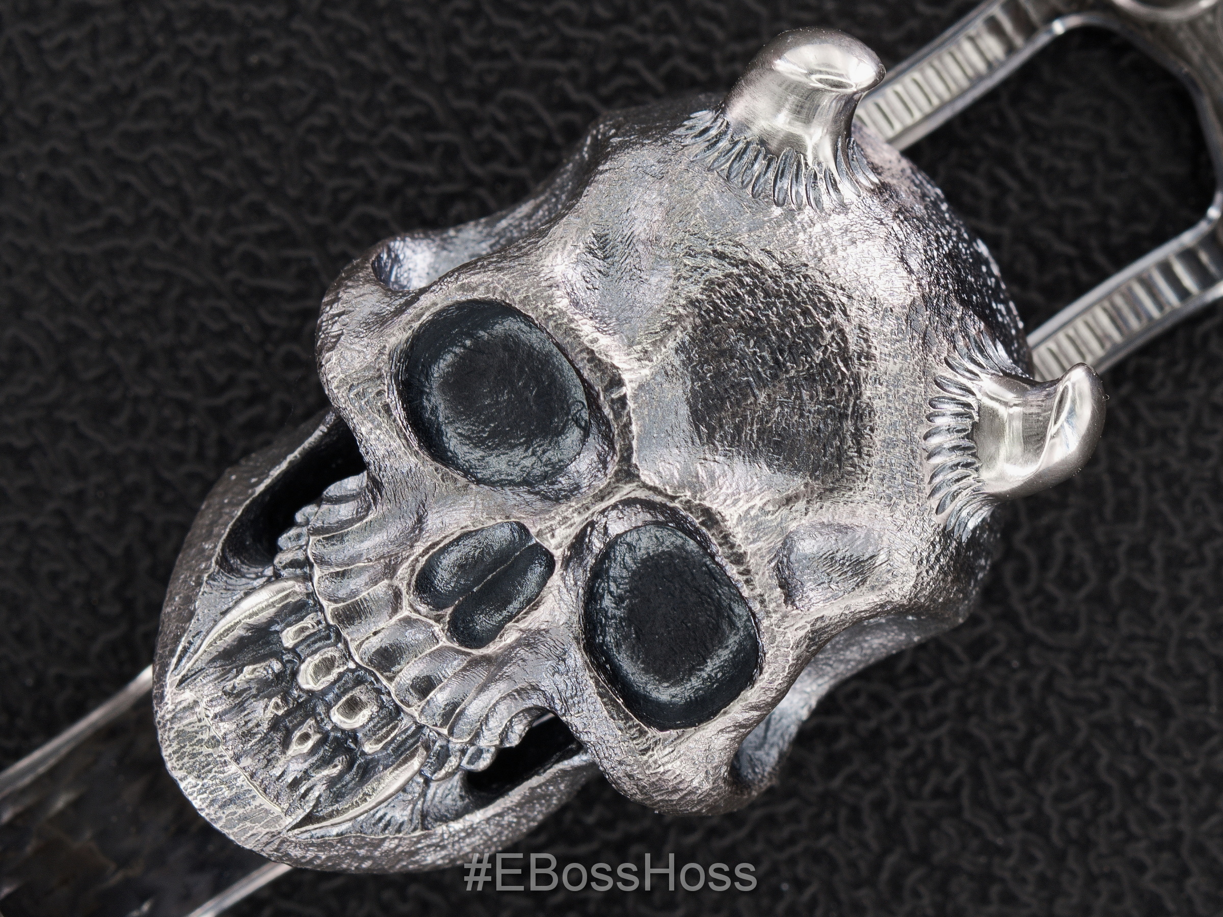 Steel Flame Sterling Silver Hard Hannya 3-Hole Knife Pocket Clip