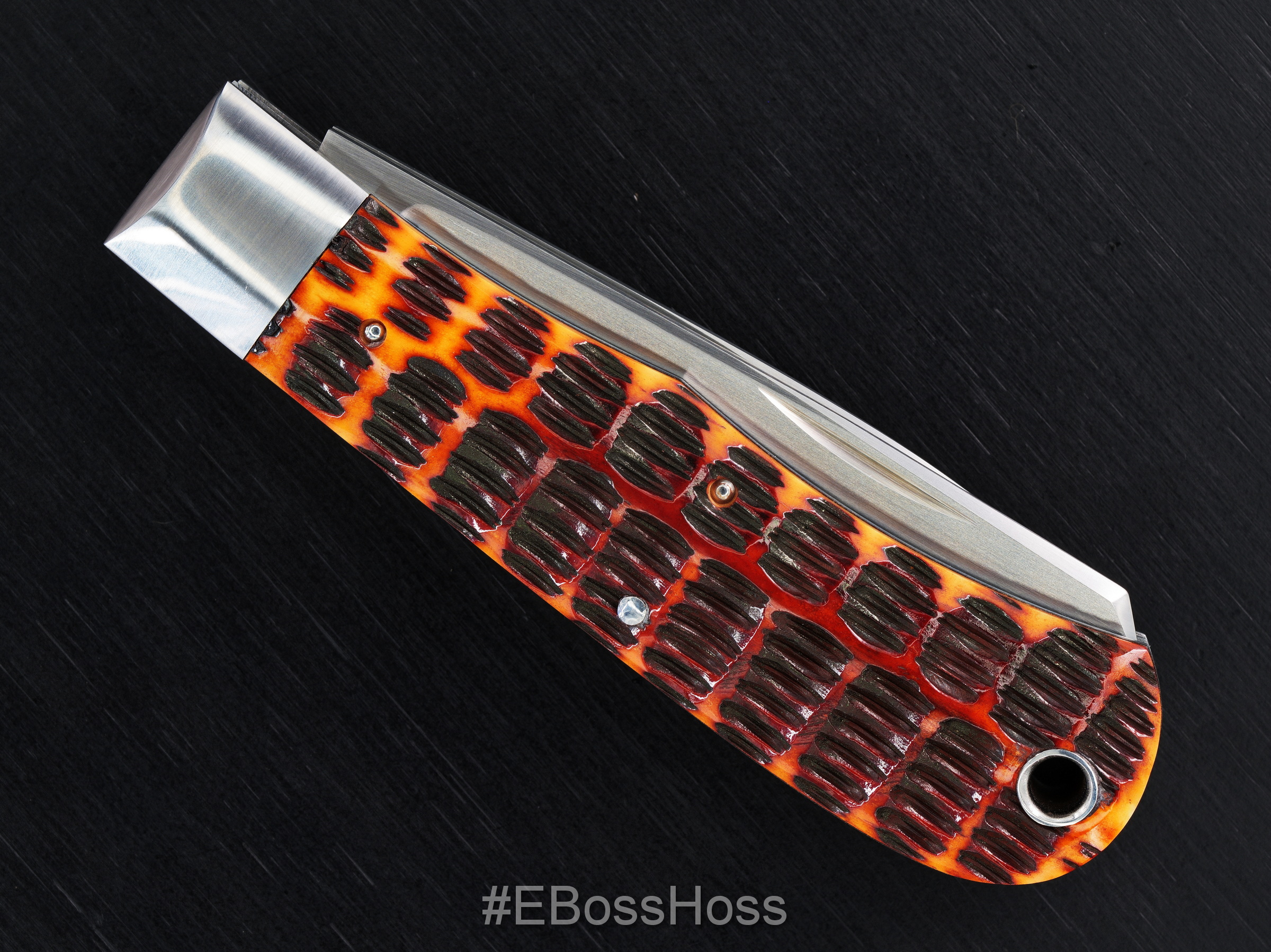 Bill Ruple Custom Jigged-Bone Dog's Head Trapper Slipjoint