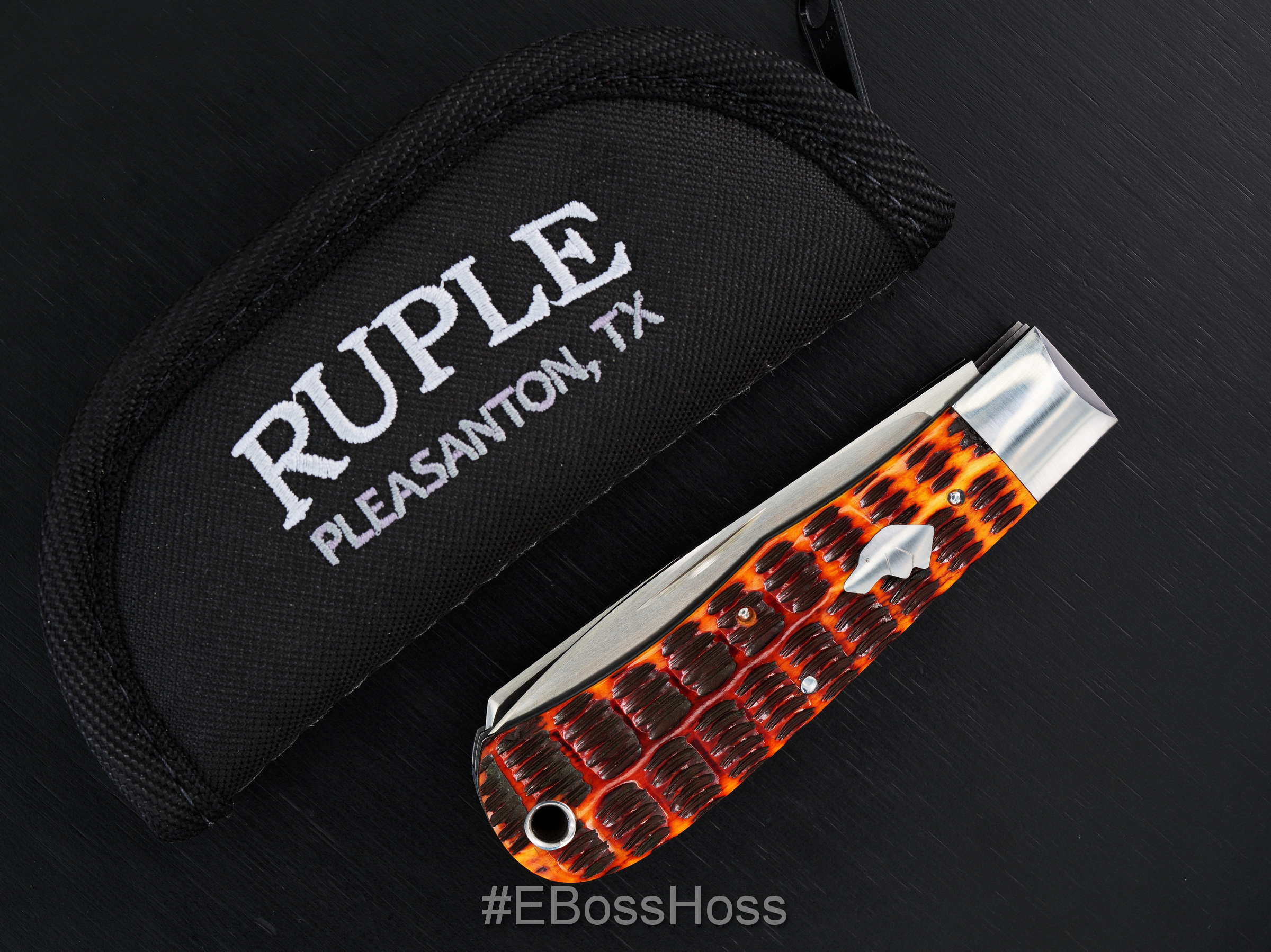 Bill Ruple Custom Jigged-Bone Dog's Head Trapper Slipjoint