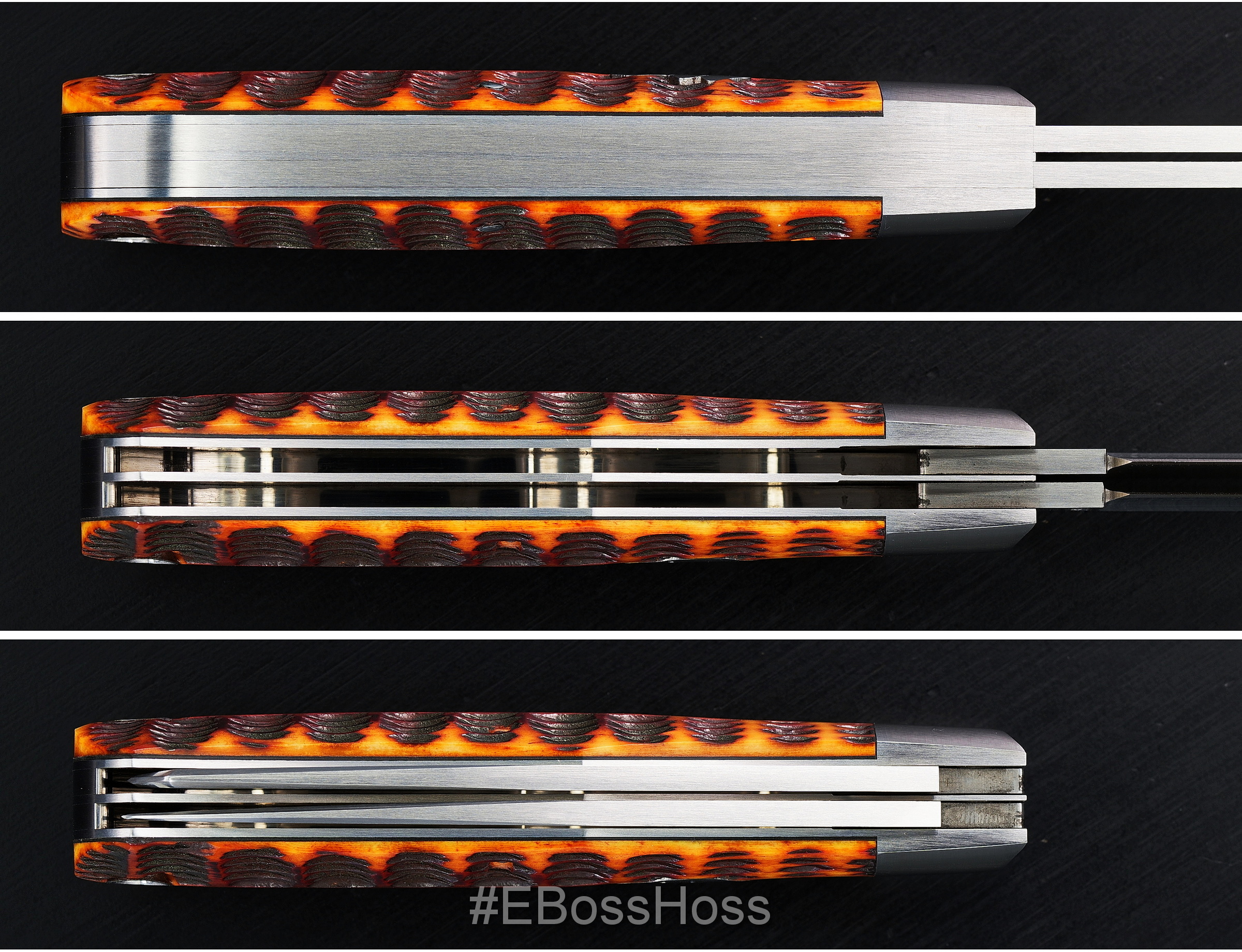 Bill Ruple Custom Jigged-Bone Dog's Head Trapper Slipjoint