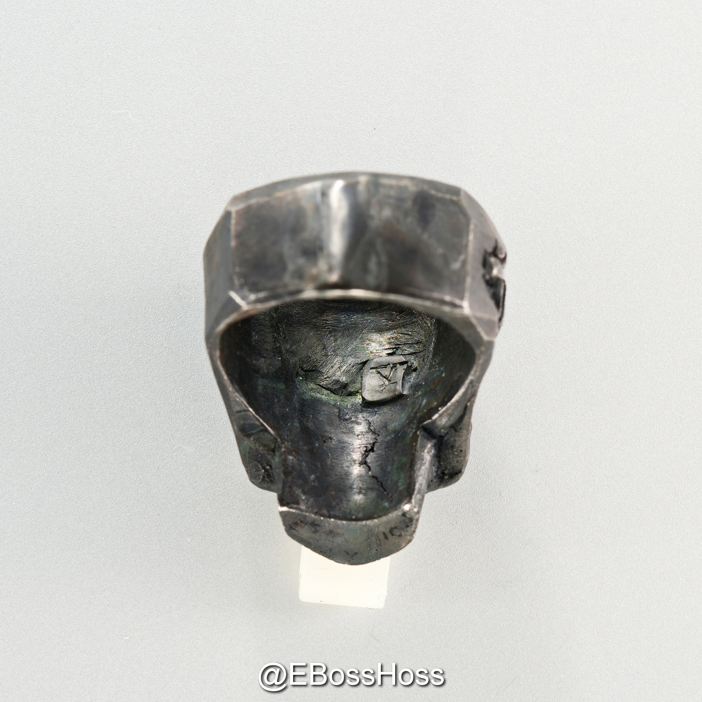 13 Lucky Monkey Patina-ed Sterling Silver Skull Ring - ''USN 12 Edition'' (Size 11.5)