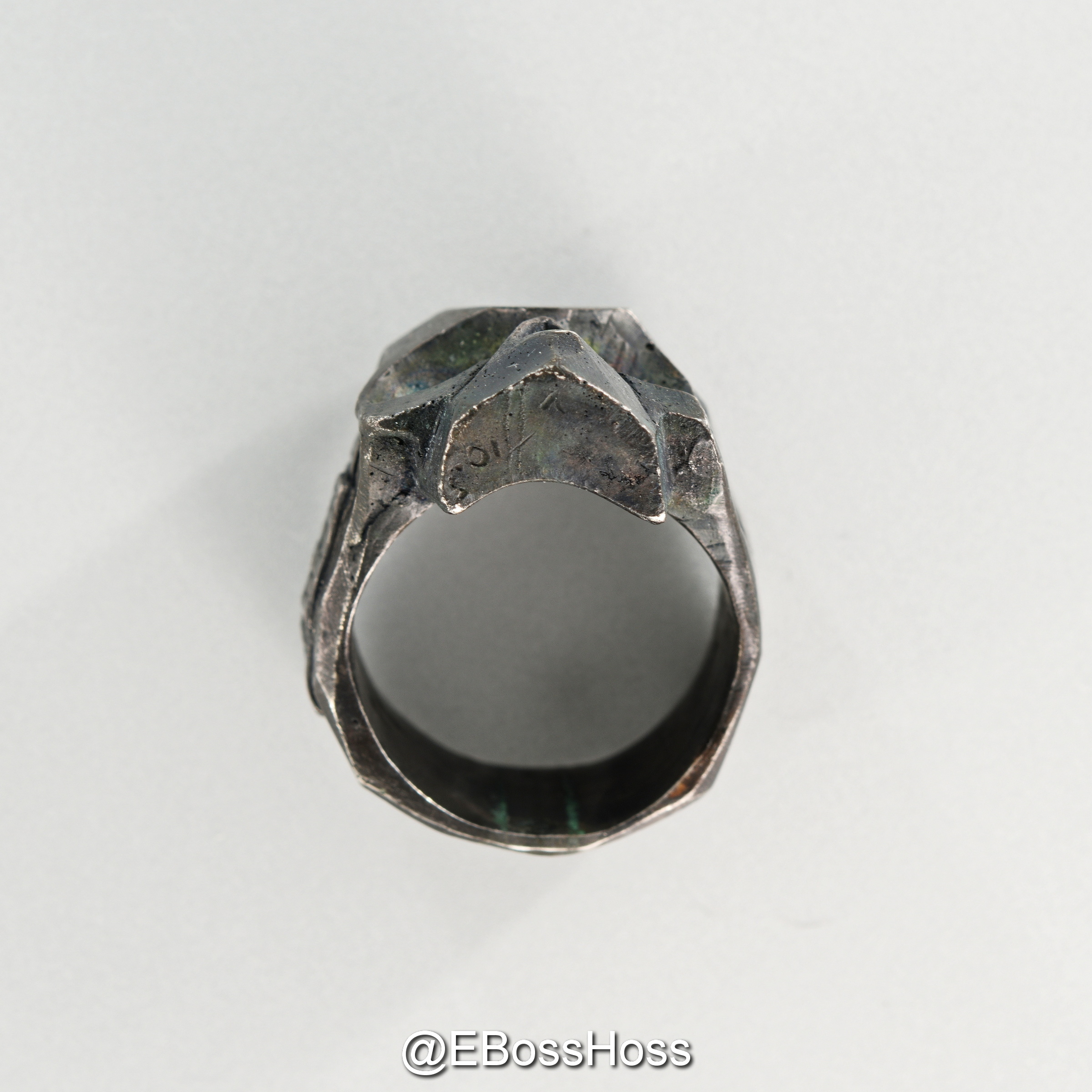 13 Lucky Monkey Patina-ed Sterling Silver Skull Ring - ''USN 12 Edition'' (Size 11.5)