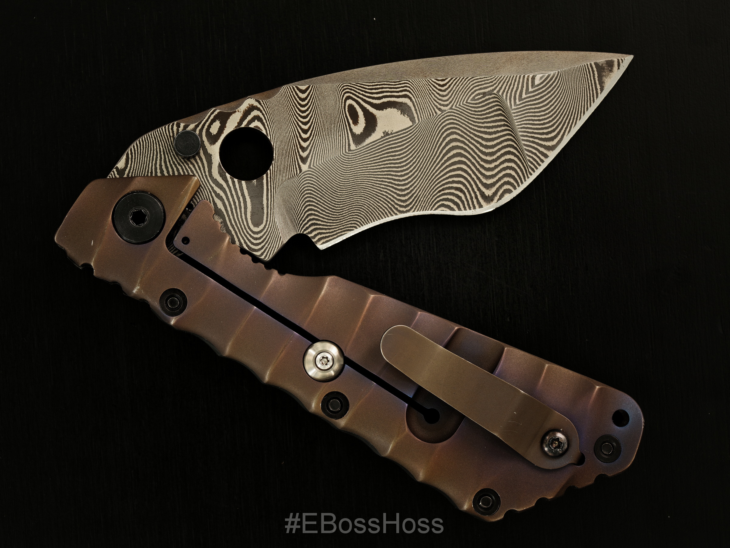 Mick Strider Custom (MSC) Damascus 'Big Belly' XL - Carbon Fiber