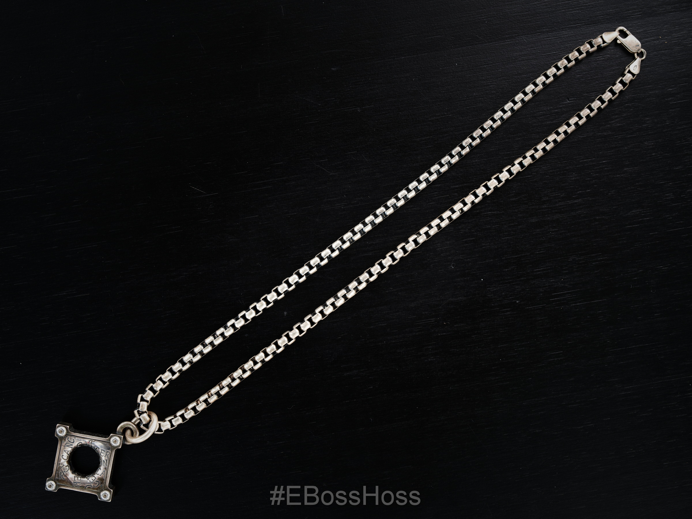 Vintage Steel Flame Sterling Custom Cancer Killbox / 20'' KB "925" Chain by Derrick Obatake