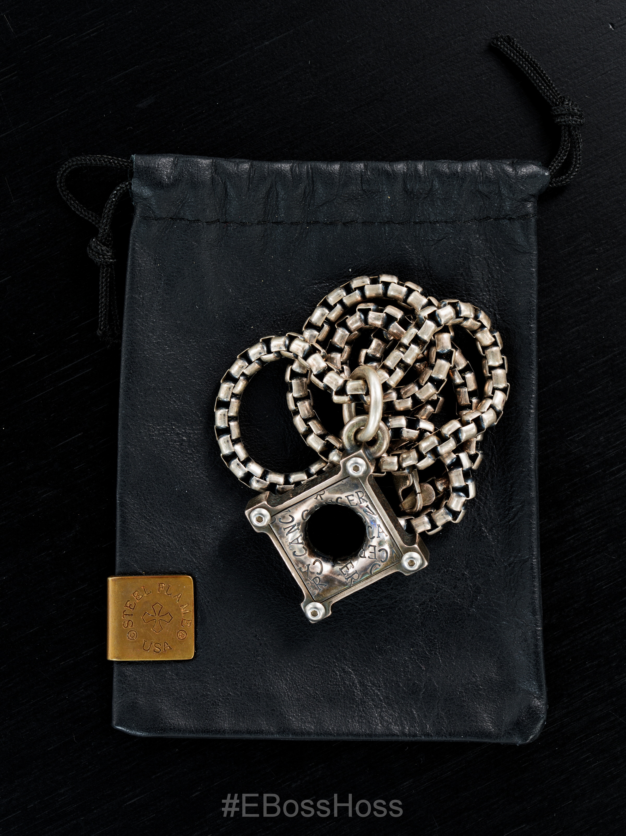 Vintage Steel Flame Sterling Custom Cancer Killbox / 20'' KB "925" Chain by Derrick Obatake