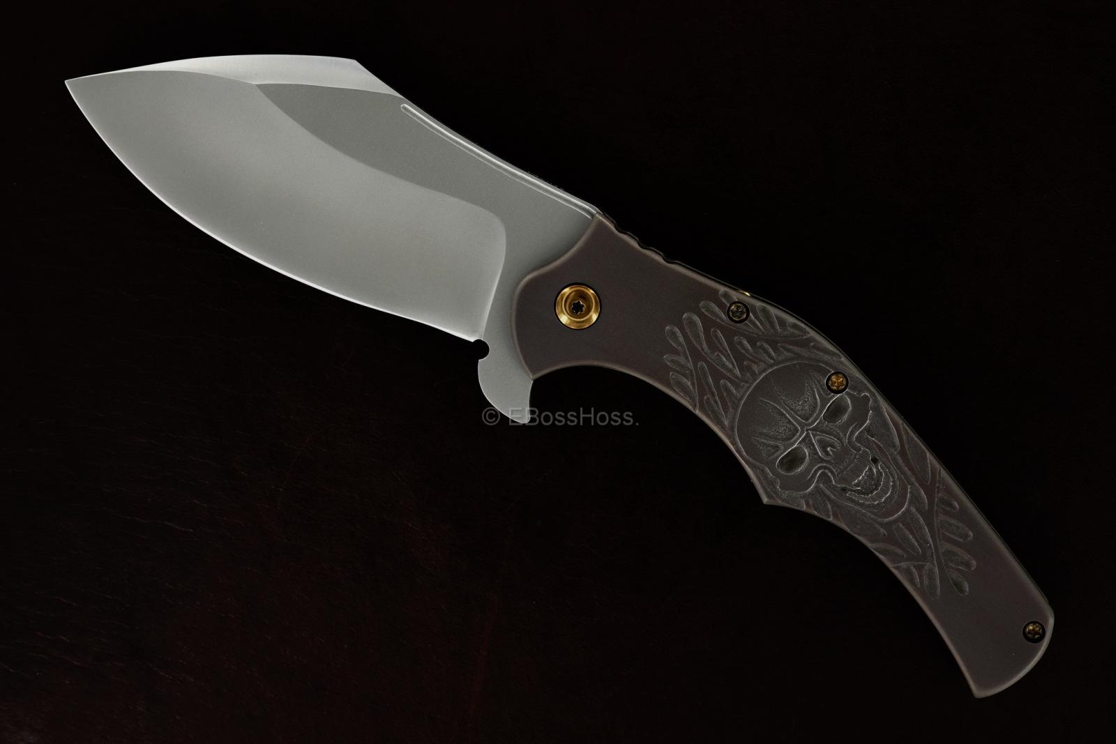 Jody Muller Custom Carved Skull Framelock Flipper